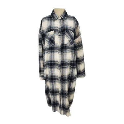 China New Style Breathable Custom Long Sleeve Casual Yarn Dyed Women's Casual Plaid Restoring Ways Antique Lapel Loose Shirt for sale