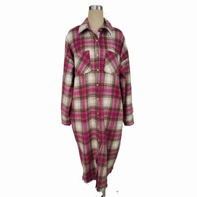 China Good Quality Autumn Winter Long Sleeve Classical Plaid Breathable Yarn Dyed Flannel Shirt For Elegant Women for sale