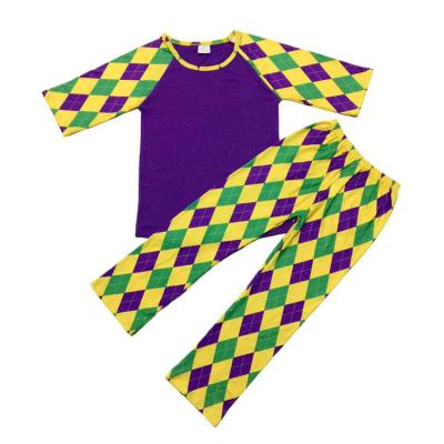 China Baby Shop Teams Raglan Long Sleeve Mardi Gras Baby Raglan Shirts Toddler Kids Purple Green Stripe Ruffle Long Sleeve Shirts for sale