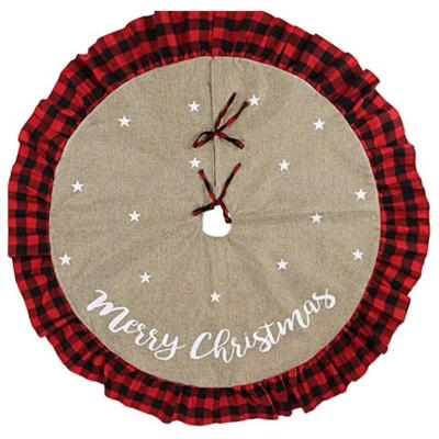 China Free Shipping Christamas Home Decoration Wholesale Christmas Decor Buffalo Plaid Christmas Tree Red White Skirt for sale