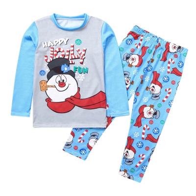 China Homewear Breathable Family Couples Christmas Matching Pajamas Sets Frosty Snowman Happy Jolly Fun Toddler Pajamas for sale