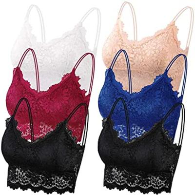 China Criss Cross Scallop Floral Lace Crochet Padded Sexy Hot High Quality Breathable Women's Bralette Handsome for sale