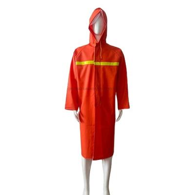 China 100% Selling 100% Warm Waterproof Rainwear Waterproof Clothing Orange PVC Polyester Raincoat 1 Piece Reflective Tape for sale