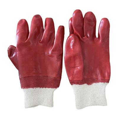 China Durable Red Industrial Waterproof Oil Latex Construction Work Safety Rubber Protective Gloves for sale