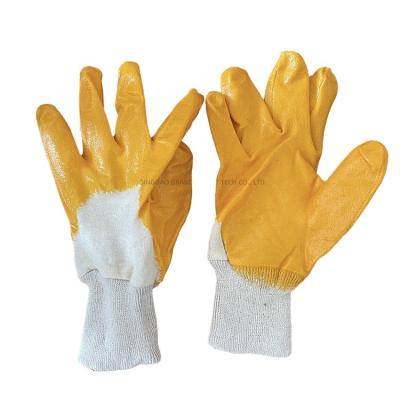 China Durable High Quality Construction Use Nitrile Coating Occupational Safety Worker Adult Yellow Gloves for sale