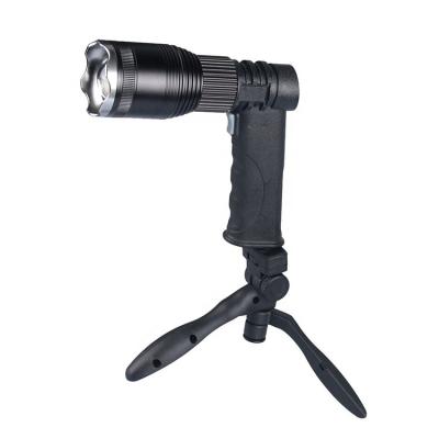 China ABS Zoomable Focus Led Rechargeable Torch Flashlight Spotlight Security Search Light For Hunting Fishing With Triangle Bracket for sale