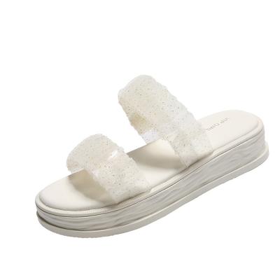 China Waterproof 2023 simple women's slippers single smooth indoor slippers solid color thick soft non-slip women's sandals light weight for sale