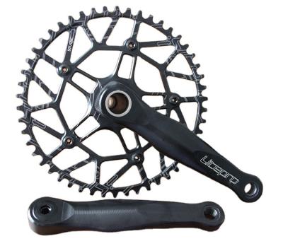 China Mountain Bikes 24mm Cr-Mo Spindle 2pcs Single Narrow Wide Chain Ring Crankset for sale