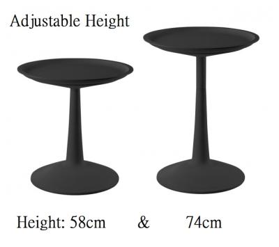 China Modern High Tech pp indoor/outdoor dining/cafe molding polypropylene round table 2 in 1 height adjustable design for sale