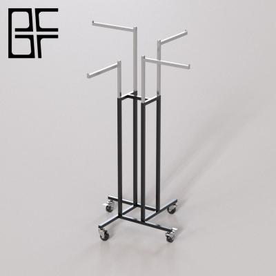 China Modern Customized 4 Tiers Metal Display Stand Of Clothes Rack for sale