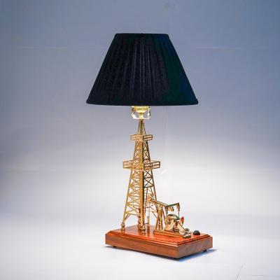 China Antique Imitation 24K Gold Plated Miniature Solid Brass Earth Pumpjack Lamp With Music And Movement Donkey Installation Drilling Tower for sale