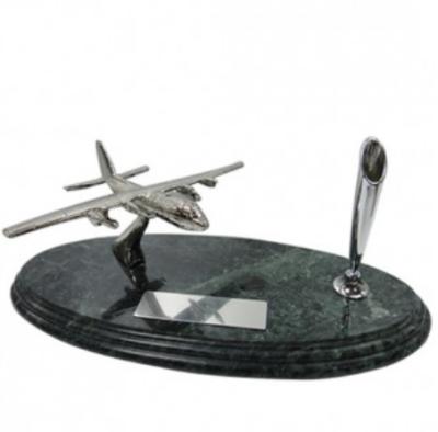 China Antique Silver/Gold Imitation Airplane Pen Holder Stand Pen Holder On Marble Base for sale