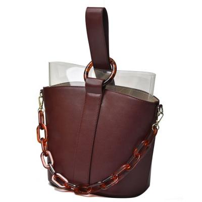 China Fashion Large Capacity Ladies Elegant Real Leather Bucket Women Lash Bags for sale