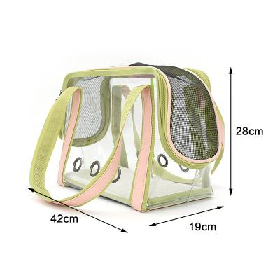 China Sustainable Portable Folding Dog Cat Puppy Travel Transport Bag Clear Black Pet Carrier Bag for sale