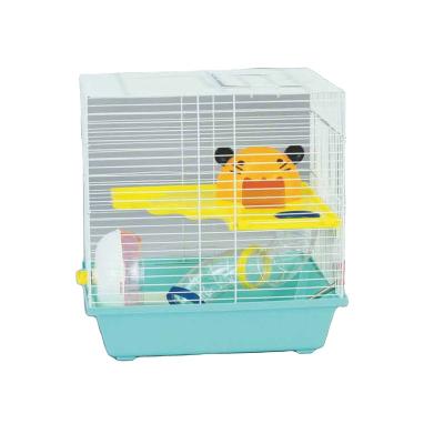 China Viable Small House Double-Layer Pet Hamster Cage Gerbil Mouse Rat Cage Villa for sale