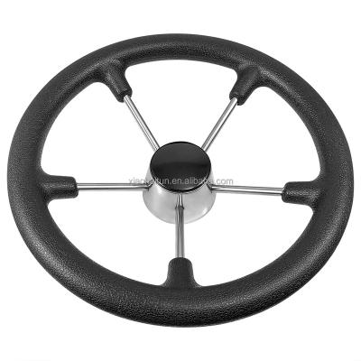 China Boat Hardware Fitting 15 Inch China Manufacture Boat Parts Marine Grade 316 Stainless Steel 5 Spoke Steering Wheel For Boat for sale