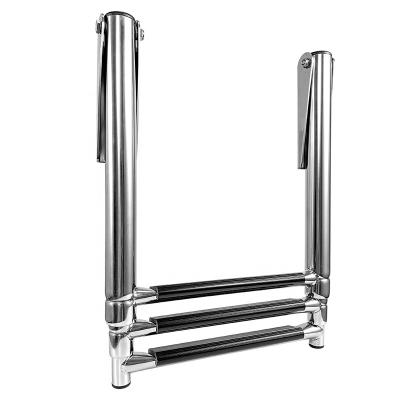 China Boat Hardware Fitting 316 Stainless Steel 3 Step Boarding Swim Boat Transom Telescoping Ladder for sale