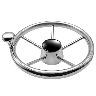 China Boat Hardware Fitting Marine Hardware Stainless Steel Steering Wheel 13.5 Inch Boat Steering Wheel for sale