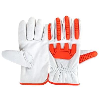 China Anti-oil Leather Waterproof Sheepskin TPR Impact Safety And Industrial Gloves for sale