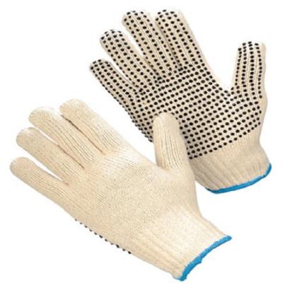 China Cheap Double Palm Poly Cotton Industrial Work Gloves With PVC Dots for sale