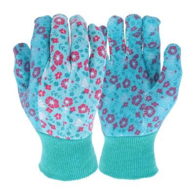 China Garden Work One Size Fits All Polyester Flower Printing Women Work Yard Gardening Gloves for sale