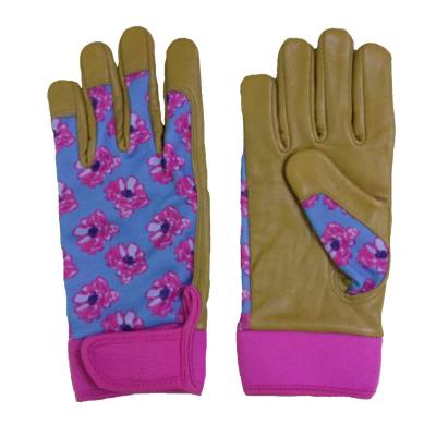 China High Quality Full Finger Garden Ladies Cow Leather High Quality Customized Logo Gardening Gloves Fashionable for sale