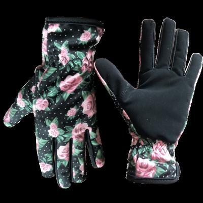 China Pattern& Patterned Wearable Gloves Polyester Gardening Glove for sale