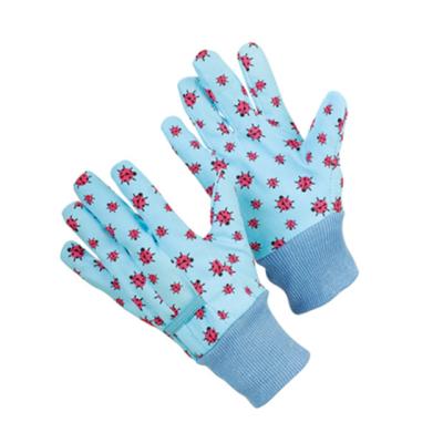 China Flower-pattern fashion kids garden working gloves wrist knit cotton gloves for kids for sale