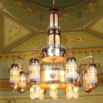 China Custom Design Mosque Crystal Glass Project Lighting Stainless Steel Mosque Chandelier(WH-DC-52) for sale