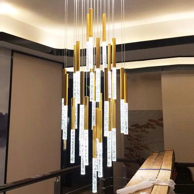 China Modern LED Crystal Chandeliers gold Loft Staircase Indoor hotel large chandelier (WH-NC-112) for sale