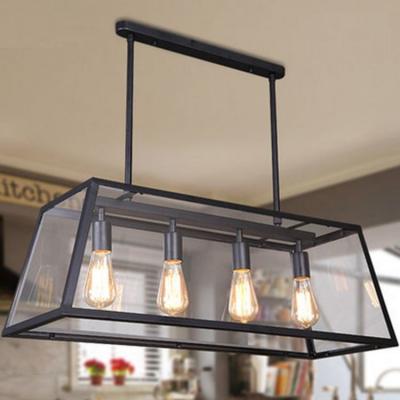 China Loft Rectangle Pendant Lights with Glass Lampshade Vintage pendant lamp Fixtures (WH-VP-22) for sale