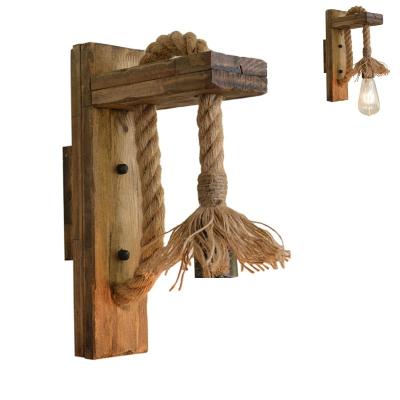 China Vintage Wooden Wall Light for Restaurant Coffee Shop Decor rope wall lamp (WH-VR-51) for sale