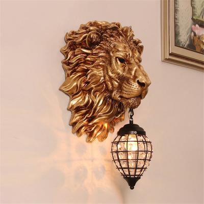 China European Retro Gold Lion Wall Lamp Vintage Crystal Wall Sconce Light（WH-VR-65） for sale