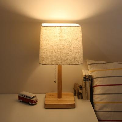 China Modern Wood Linen Bedside Minimalist Table Lamp wooden standing lamp(WH-MTB-27) for sale