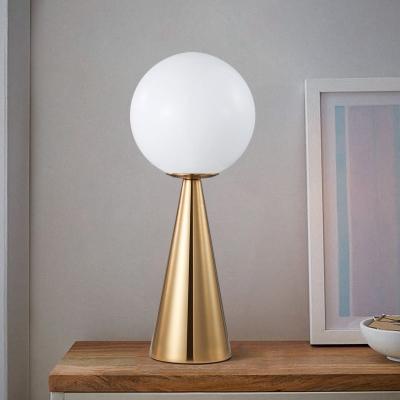 China Europe table lamp white glass ball desk lamps student glass ball table lamp(WH-MTB-37) for sale