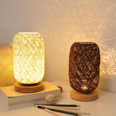 China Wood Rattan Twine Ball Lights Table Lamp Room Home Art Decor bamboo table lamp(WH-MTB-93) for sale