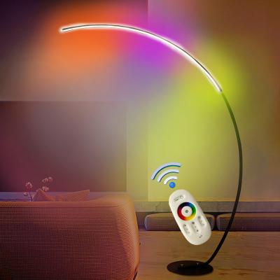 China Arc Floor Lamp Dimmable APP Control Colorful Black White Corner Floor Lamp Bedroom Decor  Stand Lighting(WH-MFL-16) for sale