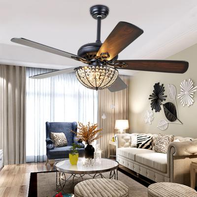 China 52 inch Retro Ceiling Fan Lamp with Light 110v Remote Control 5 Light Fixture Wood Lamp(WH-CLL-15) for sale