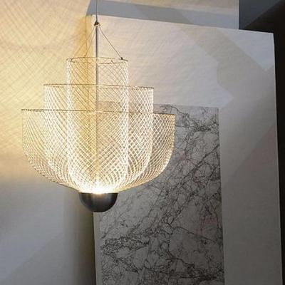 China Designer Golden Grid Led Chandelier Postmodern Metal Bedroom chandelier Meshmatics Chandelier(WH-MI-83) for sale