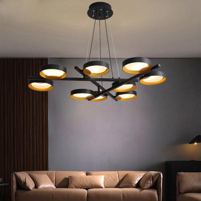 China Nordic creative Black/White LED chandelier lighting Modern Guide Ring 9-Light LED Chandelier(WH-MI-89) for sale