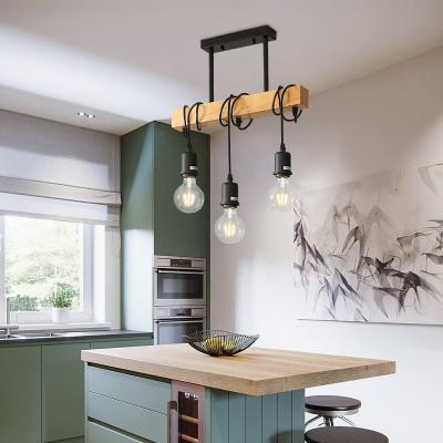 China E27 Industrial Pendant Lighting, 3-Light Vintage Winding Lamp LOFT Bar wood pendant light(WH-VP-58) for sale