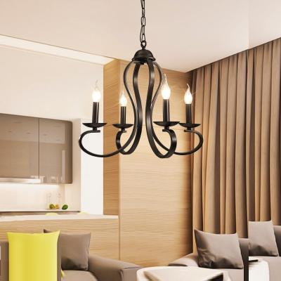 China Candle Chandelier lighting American style Vintage white/black wrought Iron Home E14 antique chandelier(WH-VP-70) for sale