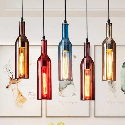 China American color wine bottle Pendant Lights art creative restaurant cafe Pendant Lights industrial lighting(WH-VP-93) for sale