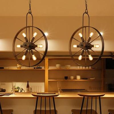 China Rusty Iron Retro Iron wheel Pendant Light retro rustic black pendant lights (WH-VP-100) for sale