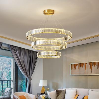 China Modern Crystal Led Chandelier for Living Room Bedroom Crystal Ring Circle Chandelier(WH-CY-181) for sale