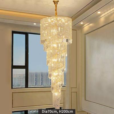 China Long Hign ceiling Crystal Chandelier For Hall Project Staircase Stairwell Chandelier(WH-CY-202) for sale