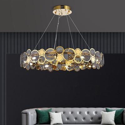 China Modern chandelier lighting smoke gray glass round luxury crystal ceiling chandelier lighting(WH-CY-213) for sale