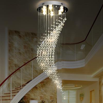 China Long Staircase Crystal Chandelier LED Modern Lamp Luxury Spiral Hanging Light(WH-NC-38) for sale