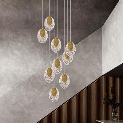 China New LED acrylic chandelier modern staircase lighting lamps living room long Chandelier(WH-NC-77) for sale