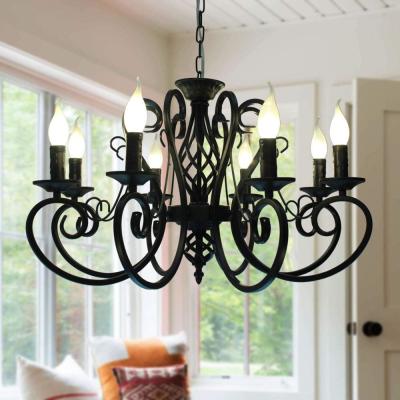 China Vintage Wrought Iron Chandelier Candle Light Black Metal country chandelier(WH-CI-137) for sale